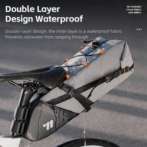 Sacoche de Selle de Vélo Multifonctionnelle Grande Capacité 10L en Polyester Imperméable avec Fermeture Éclair et Sangle Amovible pour Vélo de Route - Product Image 2