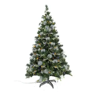 Venta al por mayor árbol de Navidad iluminado de fibra plegable de plástico artificial para la venta