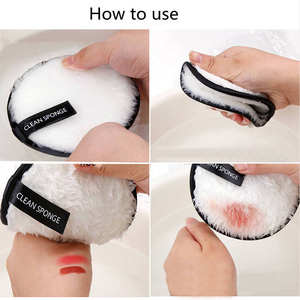 Meilleure vente <span class=keywords><strong>bambou</strong></span> double face rond cosmétique microfibre <span class=keywords><strong>lavable</strong></span> Facia bouffée réutilisable <span class=keywords><strong>démaquillant</strong></span> éponge jetable - Product Image 5