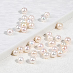 Perlas de Agua Dulce Naturales Casi Perfectamente Redondas, Blancas, de 9 mm, con Medio Orificio, para Joyería DIY, Perlas Sueltas - Product Image 2