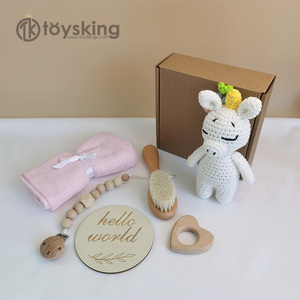 Ensemble de sucette et de jouet en peluche en crochet licorne blanche, sucette en silicone antidérapante, ensemble cadeau apaisant pour bébé - Product Image 2