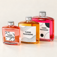 Botol Kaca Pipih Mini dengan Tutup untuk Anggur Jus Sirup Sampel 50ml 100ml Cetak Label Kustom Grosir