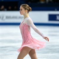 Robe de patinage et de danse rose et blanche pour enfants et adultes, à manches longues en maille, dos découpé avec strass, jupe à volants, pour compétition et spectacle de patinage sur glace