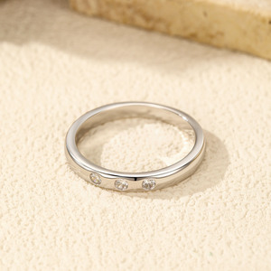 <b>925</b> <b>Silver</b> <b>Ring</b> With Round Brilliant Cut Diamonds Channel Setting Unisex Wedding Band Classic Style - Product Image 6