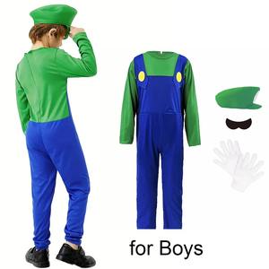 Juego niños fontanero <span class=keywords><strong>Bros</strong></span> Cosplay disfraces divertidos Halloween carnaval trajes para niños adultos mono elegante con sombrero bigote guantes - Product Image 2
