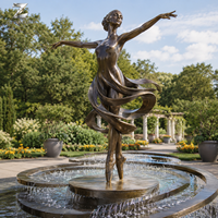 Sculpture de ballerine en bronze, statue de femme dansante personnalisée, fontaine pour la décoration extérieure de villa, hôtel, complexe hôtelier, jardin, bord de piscine