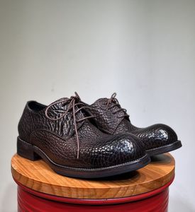 Chaussures pour hommes 2026 en cuir de bison à bout rond, style business formel, baskets décontractées britanniques, version coréenne tendance, pour mariage - Product Image 6