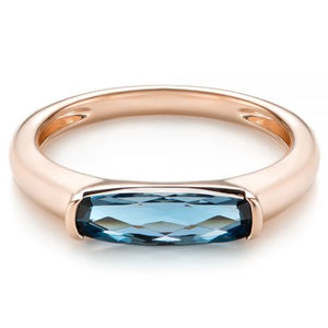 Rose Vergulde Kleur Natuurlijke Geboortesteen Gems Londen Blue Topaz Fashion Ring Sterling Silver Blue Topaz Sieraden - Product Image 1