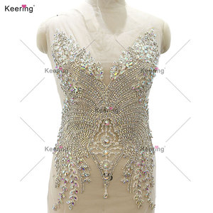 WDP-624 Keering in Stock prodotti fatti a mano <span class=keywords><strong>pietra</strong></span> <span class=keywords><strong>con</strong></span> ricamo fiore di cristallo da sposa strass Applique per indumento - Product Image 2