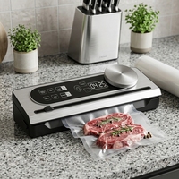Scelleuse sous vide automatique en acier inoxydable avec balance, design compact, capacité jusqu'à 1,0 L pour usage domestique