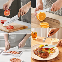 Ahşap Bloklu Japon Şef Bıçağı Seti, Hassas Kesimler için Alman 5Cr13 Paslanmaz Çelik Bıçaklar