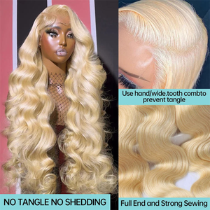 Peluca de cabello humano vietnamita sin pegamento, rubia 613, onda corporal, encaje frontal HD 13*6, encaje suizo transparente, pre-arrancada, línea de cabello natural - Product Image 4