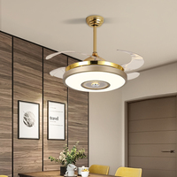 Lustre nordique moderne de luxe avec éclairage LED réglable pour salon, ventilateur de plafond en acrylique avec lumière