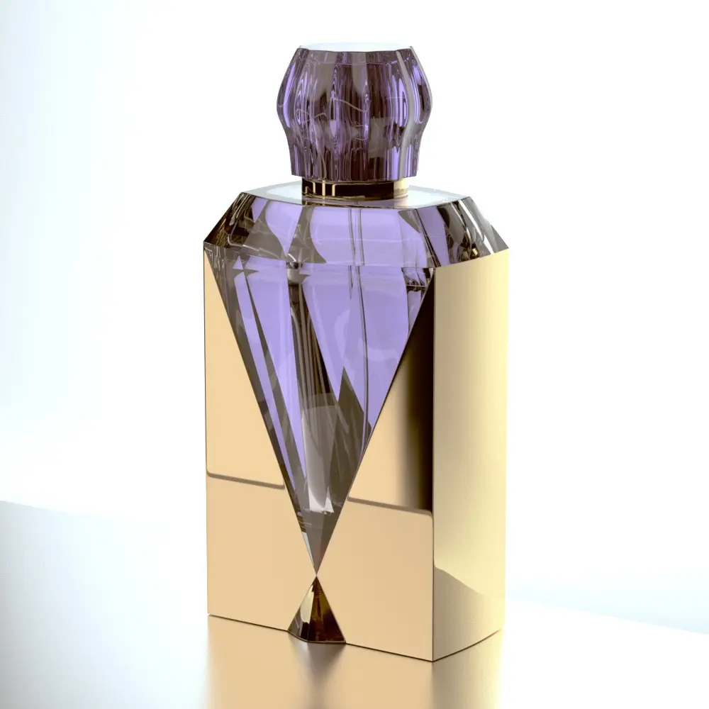 Botella de perfume de lujo botellas de perfume de vidrio 100mL botella de perfume galvanizada tópica