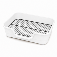 Bac à litière pour chat à ouverture frontale, faible seuil, toilette pour animaux de compagnie, plateau en plastique PP avec plateforme surélevée en maille de fer, 49 x 37 x 13 cm