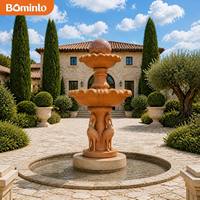 Fontaine Sculptée en Marbre Personnalisée en Forme d'Héron, 3 Niveaux, Sculptée à la Main, pour Jardin Extérieur, Villa, Complexe Hôtelier, Décoration de Cour