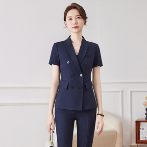 Women's Summer Suit Jacket Short Sleeve Slim Fit Professional Workwear For Office Hotel Jewelry Store Uniform Polyester - Product Image 4