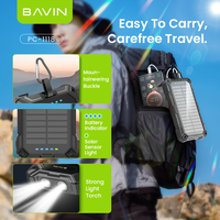 BAVIN Powerbank Solaire en Gros PC1118 20000mAh 22.5W avec Lampe LED et Panneaux de Charge Rapide 15W, Câble de Charge Inclus