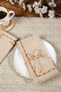 Vente en gros de serviettes en coton chambray de qualité supérieure broderie florale carrée serviette de table décorative pour paysages de table élégants - Product Image 3