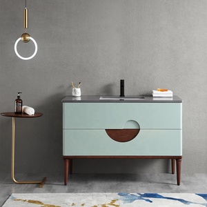 Hecho de 48 pulgadas de montaje en piso verde salvia vanidad de baño unidad - Product Image 1