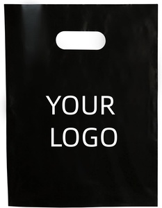 Custom Logo Printed <b>Fold</b> Reusable Black Pink Die Cut Shoulder Handle Recyclable HDPE Shopping Plastic Bag for Garment Clothing - Product Image 1
