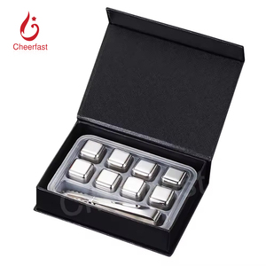 Personalizzato crea 8 pezzi in acciaio inossidabile freddo oro freddo pietra levigata liquore whisky raffreddamento metallo cubetto di ghiaccio Set regalo in pietra - Product Image 1