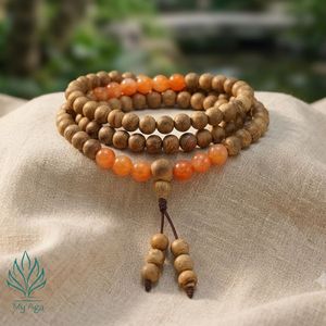 Perles de créateur en gros, bijoux ODM, 108 perles de Mala en bois d'agar naturel avec 96 perles de corail rouge, faites à la main au Vietnam - Product Image 4