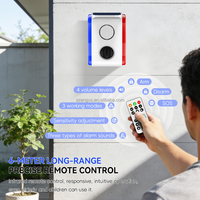 ANGUS Alarm Sensor Gerak Tenaga Surya Baru, Alarm Keamanan Luar Ruangan, Sensor PIR, Lampu Strobo Merah Biru, Nirkabel, Tahan Air