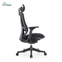 Chaise de bureau ergonomique pivotante moderne et réglable en maille avec tissu noir pour la maison, le bureau et l'atelier