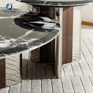 Phật Sơn Quảng Châu sofa Bàn cà phê giữa thế kỷ hiện đại sang trọng cổ điển Faux đá cẩm thạch khung thép không gỉ cho Vòng Bàn cà phê - Product Image 3