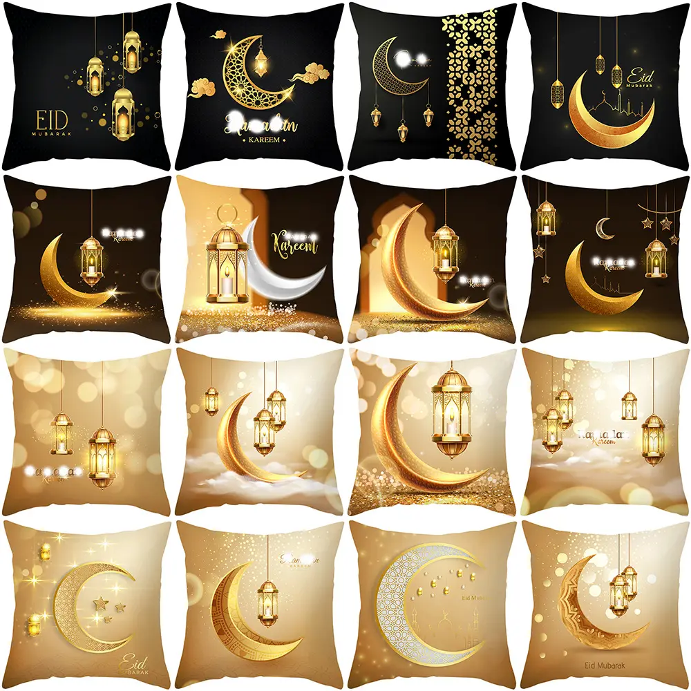 Muçulmano Ramadan Estilo Nacional Férias Travesseiro Capa Golden Moon Home Travesseiro Sala Sofá Cabeça Capa de Almofada