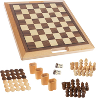 Jeu de famille à l'ancienne 3 en 1 classique de luxe en bois jeu d'échecs et backgammon jeu de société portable