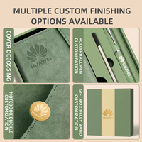 Cuaderno de Cuero A5 Personalizado con Juego de Bolígrafos de Regalo, Logotipo Grabado Personalizado, Agenda de Negocios, Papelería Profesional