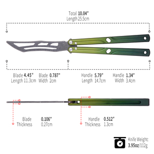 Couteau pliant en alliage d'aluminium dégradé exquis, sûr pour les débutants, idéal pour l'entraînement en extérieur, couteau Balisong - Product Image 3