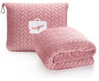 Couverture de voyage et oreiller 2-en-1 en flanelle rose clair EverSnug avec sac souple et clip pour sac à dos - Accessoire de transport toutes saisons