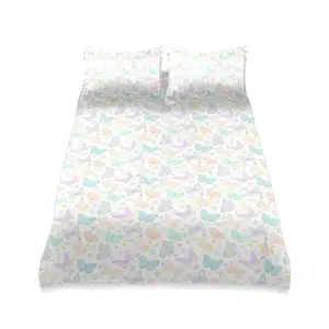 Nuovo Set di biancheria da letto per bambini in cotone con copripiumino trapuntato per bambini Twin Size stampato a farfalla da 3 pezzi
