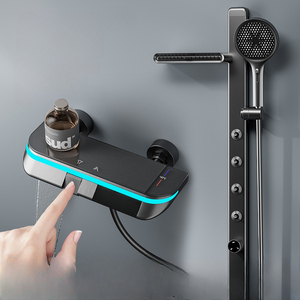 Set <span class=keywords><strong>Doccia</strong></span> Termostatico Digitale Quadrato in Ottone Lucido, Maniglia Singola con Funzione Pausa e Pioggia Delicata, Vendita Diretta dalla Fabbrica - Product Image 2