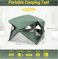 Tente de camping familiale pour 4 personnes, ultralégère, pliable, double couche, quatre saisons, imperméable, coupe-vent, ouverture rapide, durable