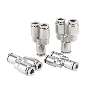 Raccord de tuyau pneumatique en laiton nickelé, raccord rapide en T PY8 6 10 12 pour applications haute pression - Product Image 1