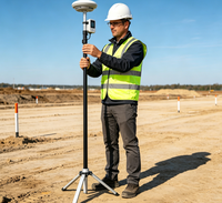 Système d'antenne GPS sur poteau télescopique en fibre de carbone pour équipement de topographie et de positionnement GNSS RTK