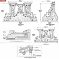 YOUFINE Fontaine d'eau classique grande taille en marbre naturel sculpté à la main, style Trevi, pour parc, manoir et aménagement paysager