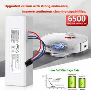 แบตเตอรี่ลิเธียมไอออน14.4V 5600mAh 6500mAh ชาร์จได้สำหรับ Xiaomi Mijia <span class=keywords><strong>Mi</strong></span> หุ่นยนต์กวาด<span class=keywords><strong>1C</strong></span> 4S1P <span class=keywords><strong>1C</strong></span> - Product Image 2