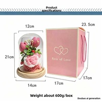 Lampe de chevet en verre avec fleur en laine tissée à la main, cadeau romantique, activités avec lumière LED chaude, décoration de bureau