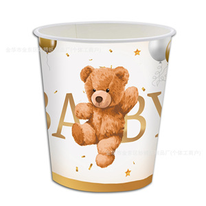 Ensemble de fête pour bébé ours, assiettes en papier, gobelets, serviettes, kit de fournitures de fête jetables pour la célébration de la fête de naissance - Product Image 3