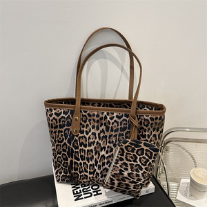 2-pieces Set 2025 New Arrival Fashion Women's Shoulder <b>Bags</b> Leopard Print <b>Large</b> Capacity Messenger <b>Bag</b> With Pocket Purse - Product Image 3