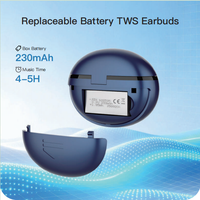 Écouteurs TWS sans fil avec batterie amovible, son stéréo, Bluetooth, design compact, pour musique et appels