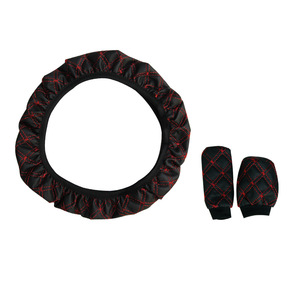 Broderie en <span class=keywords><strong>cuir</strong></span> sans anneau intérieur élastique couverture de <span class=keywords><strong>volant</strong></span> de voiture couverture de poignée de vitesse ensemble de frein à main - Product Image 2