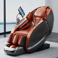 Sillón de Masaje 3D de Cuero Moderno con Compresión Caliente para Cuello y Pies, Diseño Portátil de Gravedad Cero para Uso Doméstico