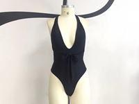 XCXSM-S2026 Maillot de bain bikini sexy dos nu pour femme en tissu recyclé, coupe haute, décolleté en V profond