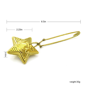 Infuseur à <span class=keywords><strong>thé</strong></span> en forme d'étoile WELAND en acier inoxydable argenté, doré, or rose, arc-en-ciel avec poignée à clip et cuillère pour <span class=keywords><strong>thé</strong></span> en feuilles - Product Image 2
